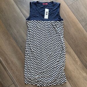 Navy and White Chevron Sleeveless Babydoll Nursing Dress: Maternal America